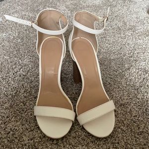 White strappy open toed heels